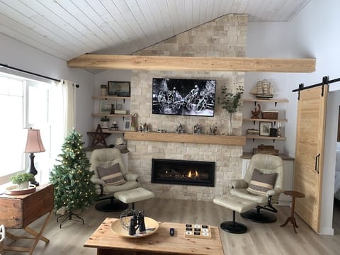 Cuddle up in front of the fireplace or watch a movie