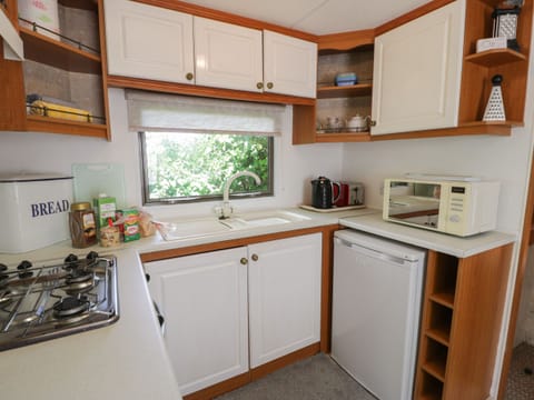 Fridge, microwave, oven, cookware/dishes/utensils