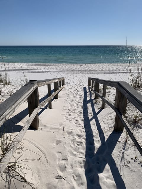 On the beach, sun loungers