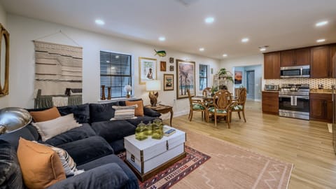 The front living room flows into the dining area...