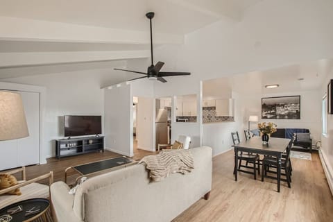 The main space of the apartment is an open floor plan that still feels perfectly cozy