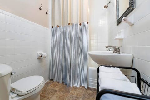 Combined shower/tub, hair dryer