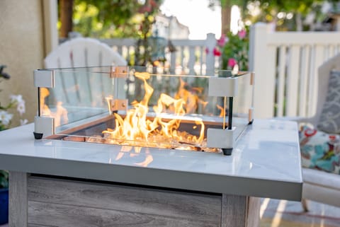 Your fire pit on your private patio 