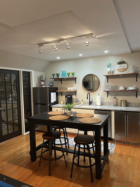 Kit has full Ref, ICE, DW, Cooktop, Convection Oven, MW, Keurig, Pots, dishes