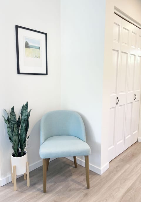 Main level bedroom, seating area