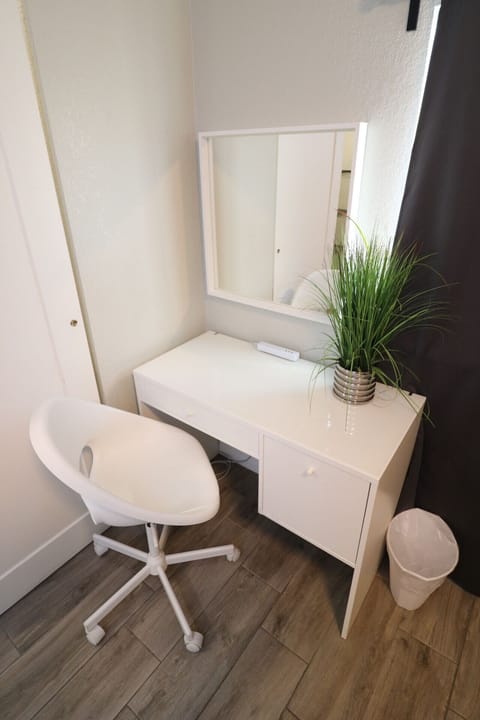 Side table with Chair Mirror Decoration plant