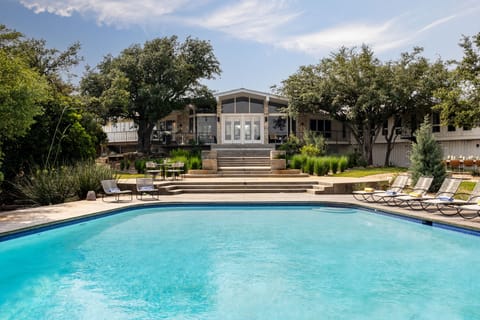 Pool with downtown view