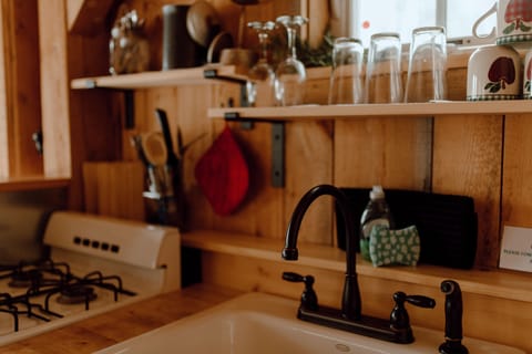 Fridge, oven, stovetop, coffee/tea maker