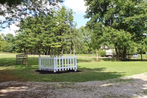 side yard, parking area