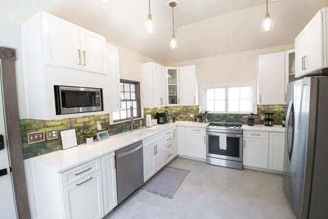 The completely renovated kitchen features all new appliances.