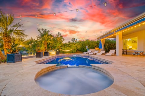 Amazing sunsets to enjoy while soaking in the hot tub or heated saltwater pool