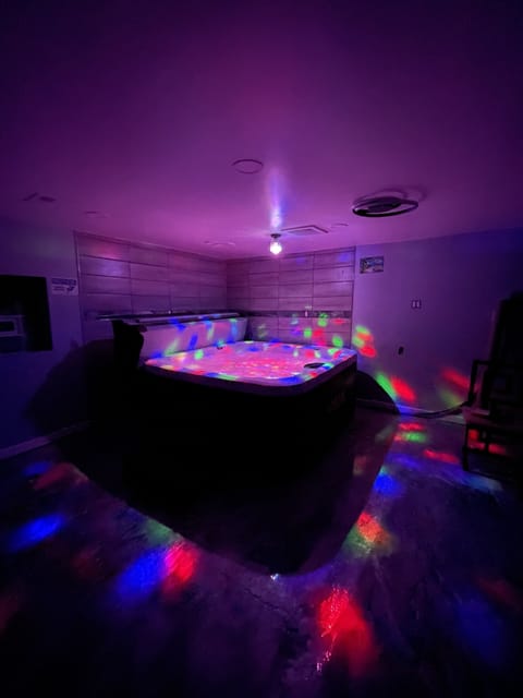 Entertainment Garage! Fully heated/air conditioned with a vibed-out HOTTUB!!