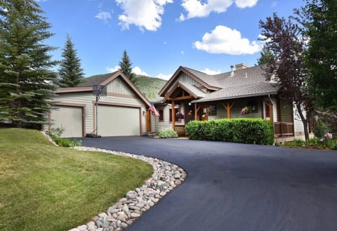Private driveway with covered parking garage