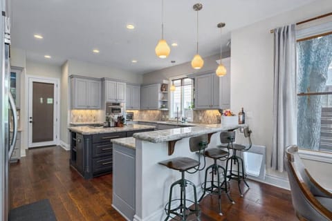 Chef and entertainer dream kitchen with commercial appliances and stocked with every essential you need for your Austin Texas stay.