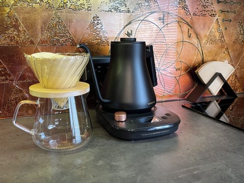 All the freshly ground organic coffee you can consume, cream too!