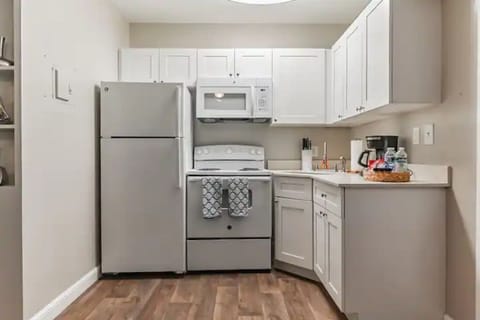 Fridge, oven, stovetop, coffee/tea maker