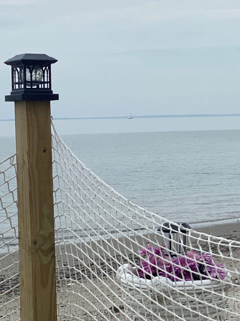 On the beach, sun loungers, beach towels