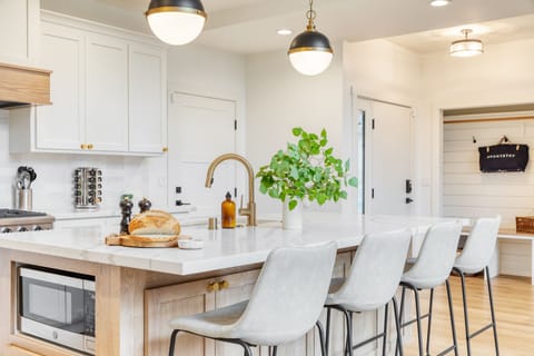 Additional seating at the kitchen island.