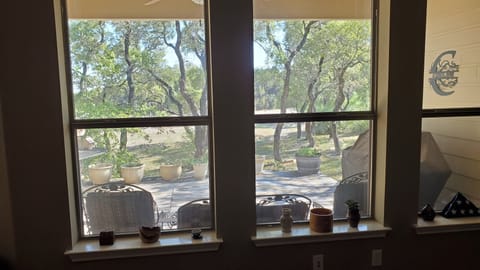 A view outside from the couch