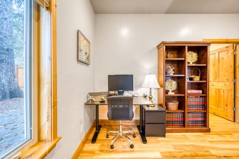 Desk with a monitor for those "work-cations"