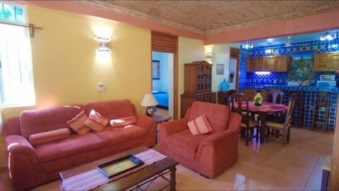 Comfortable living area includes plenty of seating for everyone