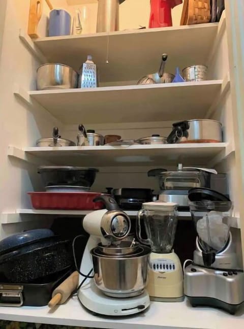 Stocked cooking items in pantry off the Family room/kitchen.