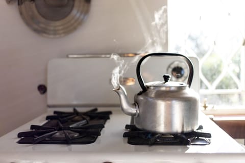 Fridge, oven, stovetop, electric kettle