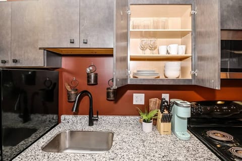 Stocked with glassware/dishware/cookware - we also offer keurig coffee maker & pods!