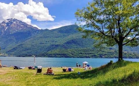 Beach nearby, sun loungers