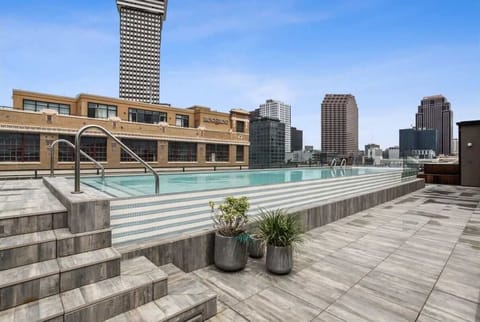A rooftop pool