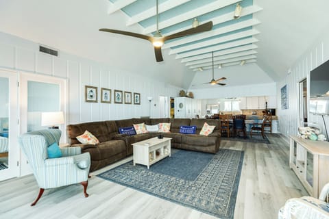 Relax on the large sectional sofa and enjoy family movie nights