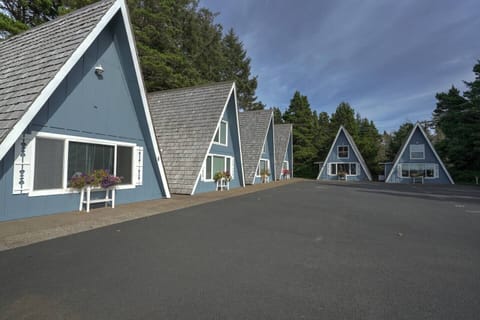 Alpine Chalets- village of 9 vintage Beach A-Frames.  Tiki of the Pines is in the far left corner.