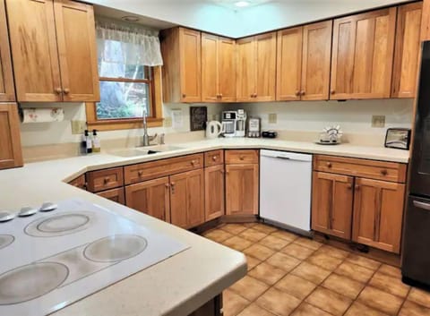 Large and well-stocked kitchen