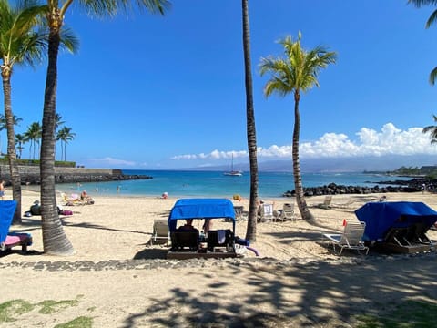 Beach nearby, sun loungers, beach towels