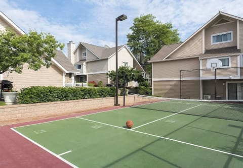Challenge friends to a sunny match on the sport court.