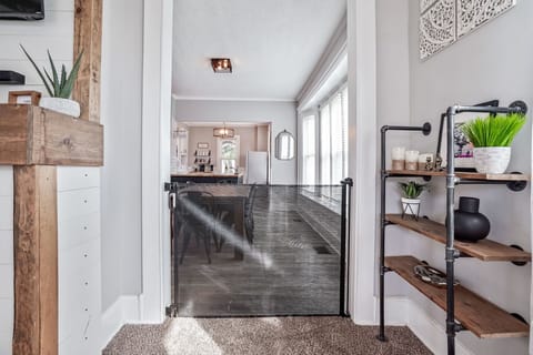 Dining room entry with gate closed.