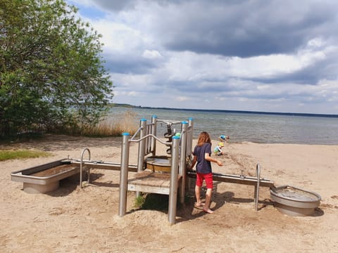 Beach nearby, sun loungers