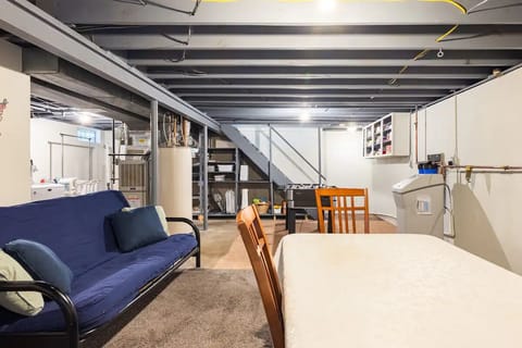 The futon is great for extra sleeping space when needed.