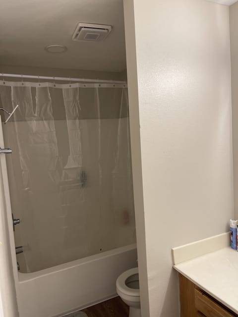 Combined shower/tub, toilet paper