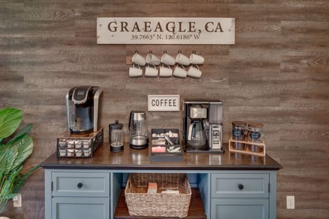 Coffee bar fully stocked with something for everyone to enjoy!