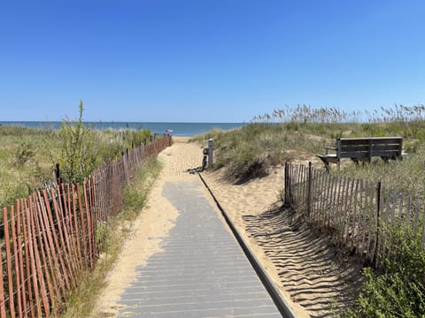 Beach nearby, sun loungers