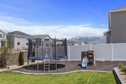 Backyard trampoline and play area