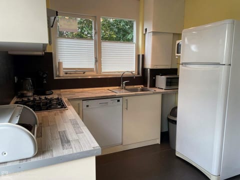 Fridge, dishwasher, coffee/tea maker, dining tables