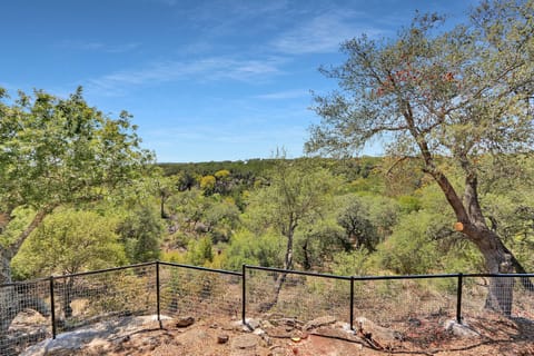 The backyard of the home has beautiful views of the Texas Hill Country.