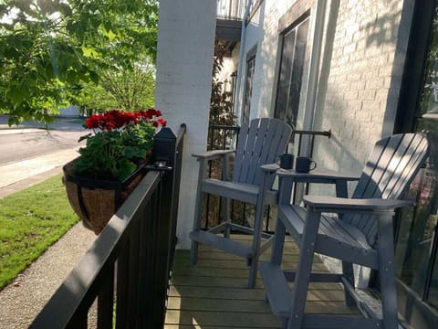 Enjoy your morning cup of coffee from the cozy Adirondack chairs on the patio.