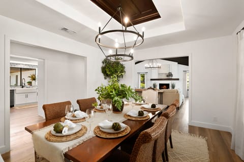 The dining room in the main house seats 8 people comfortably.