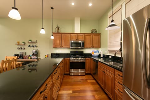 Fully stocked kitchen for meals with family and friends.