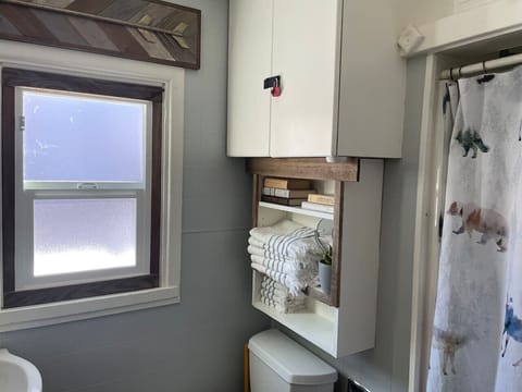 We ask that because of the sensitive septic system you bring your own towels, but we are also happy to provide them upon request.