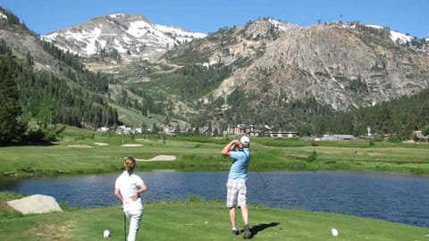 Golf with the Village in the distance