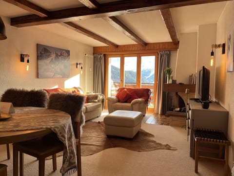 Big living room with direct access to the terrace and breathtaking mountain view